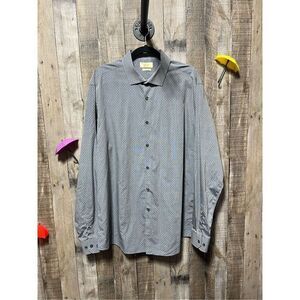 Original Penguin Grey Embroidered Dotted Long Sleeve Button Down Shirt